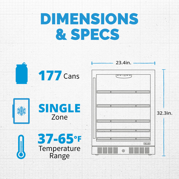 Newair Beverage Refrigerator Cooler, 177 Can, Black Stainless Steel